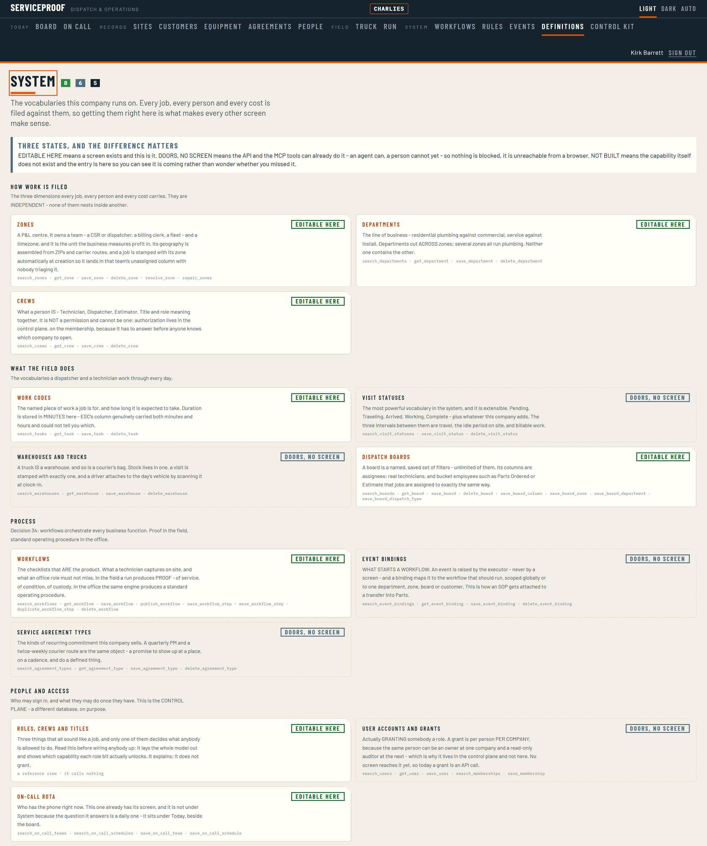 The capability list in the portal, each capability shown with the agent tool name that reaches it.